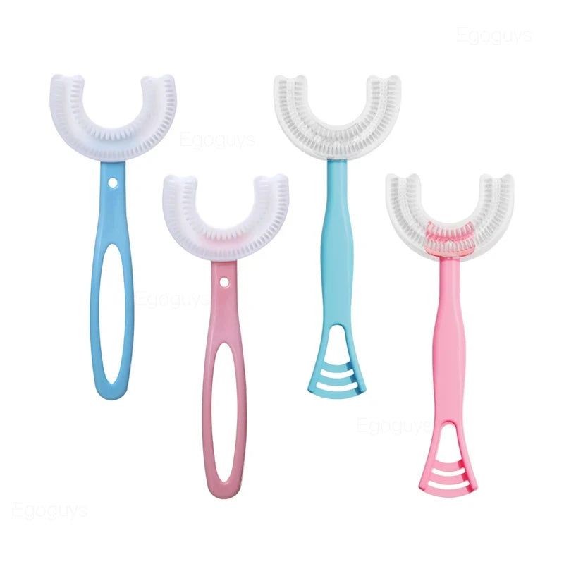 Children U-Shape Toothbrush 360-Degree Oral Cleaning Kids Tooth Brush Soft Million Nano Bristle Silicone Baby Finger Teether