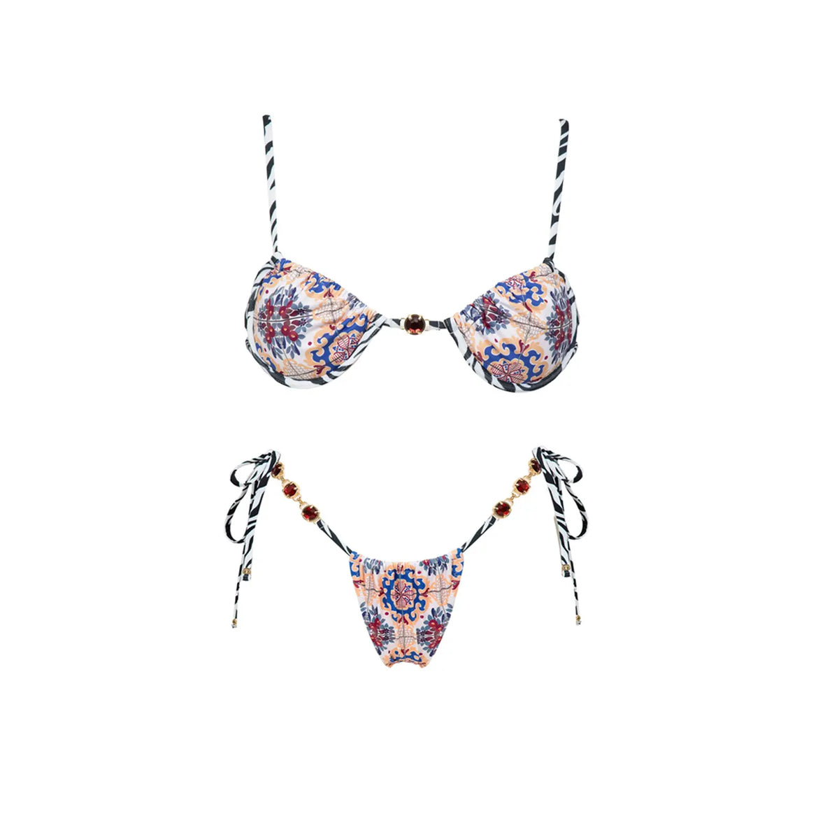 Push Up 2026 New Retro Prints 3 Pieces Bikinis Sets With Mesh Pants Beachwear Sexy Women's Swimsuit Cover-ups Strappy Beach Wear