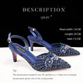 QSGFC Italian Design Rhinestones and Coral Stones Ladies Party Shoes High Heels Pointed Toe Coffee Color Women's Shoes