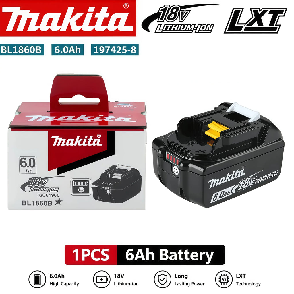 100% Original Makita 18V 6.0Ah Rechargeable Battery For Makita BL1830 BL1830B BL1840 BL1840B BL1850 BL1850B Power Tools Battery