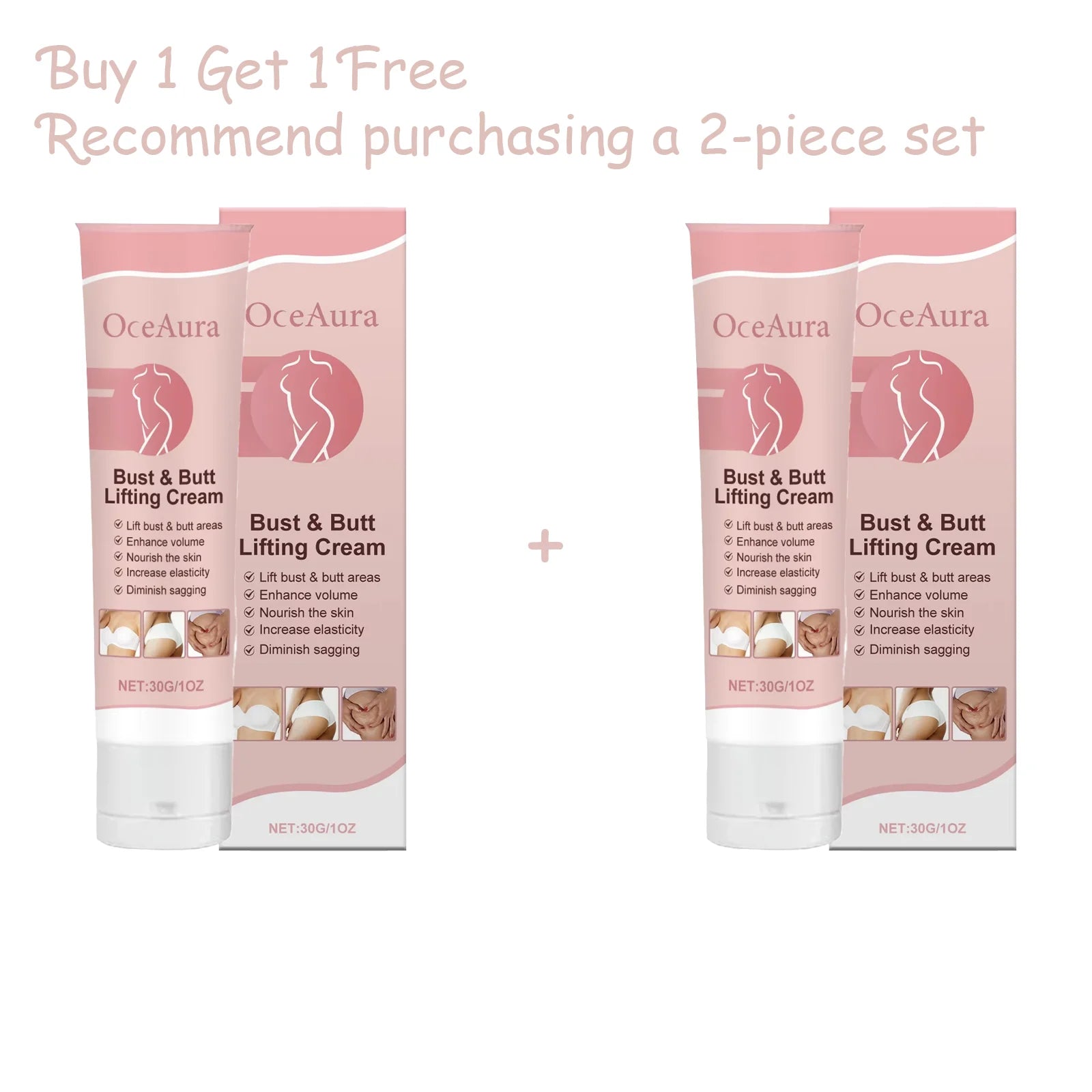 OceAura Hip & Breast Firming Cream - Deep Moisturizing Body Care for Chest & Hip Skin, Nourishing Smooth Formula to Tighten