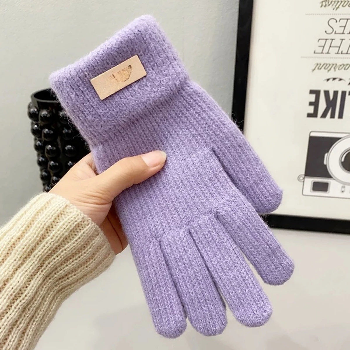 AA Gloves Autumn WinterTouch Screen Gloves Skiing Riding Work Full Finger Mittens Solid Color Warm Knitted Gloves Sport Cycling