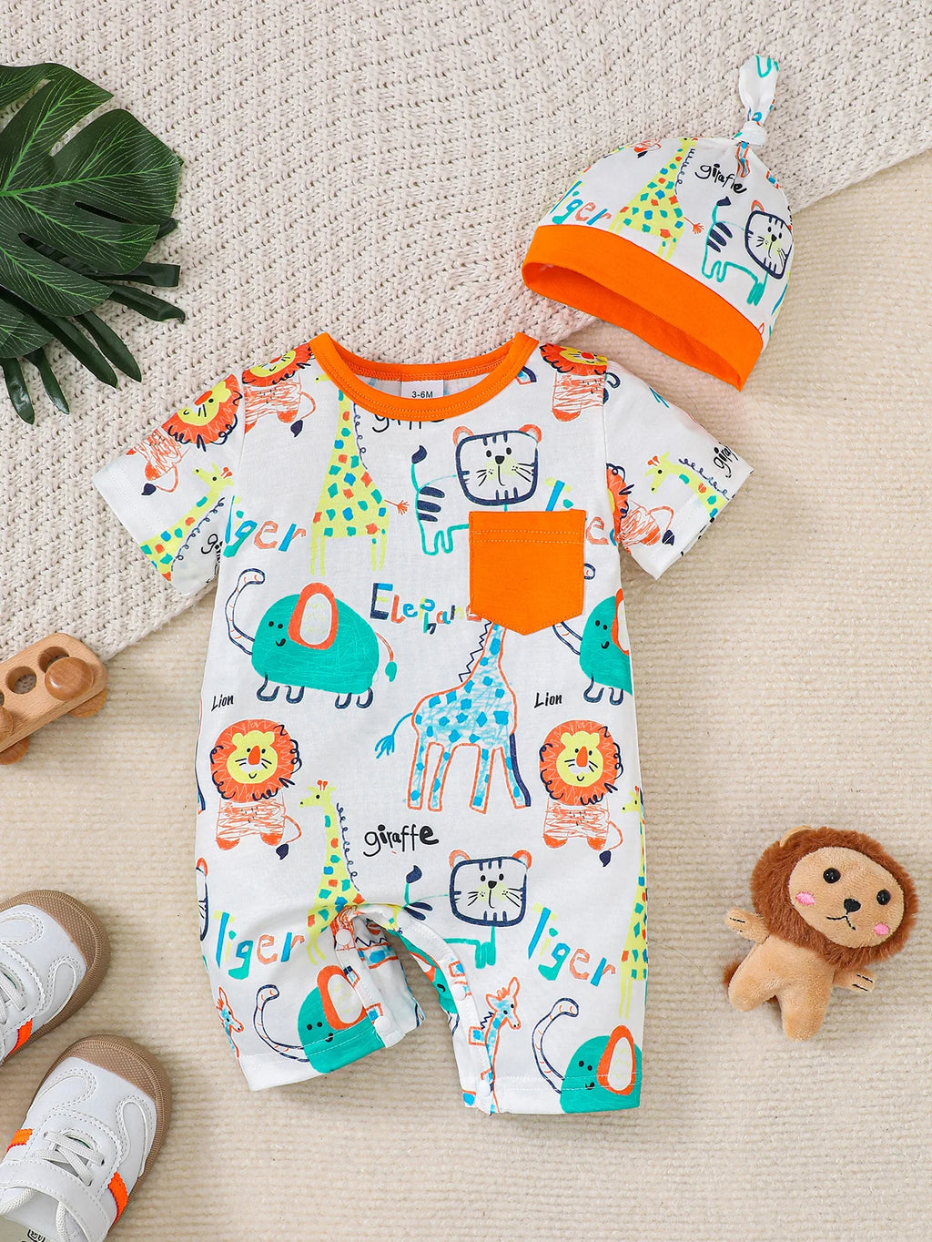 Summer Newborn Infant Baby Boys Romper Bear Print Short Sleeve Button Up Front Rompers Kids Onepiece Baby Suit