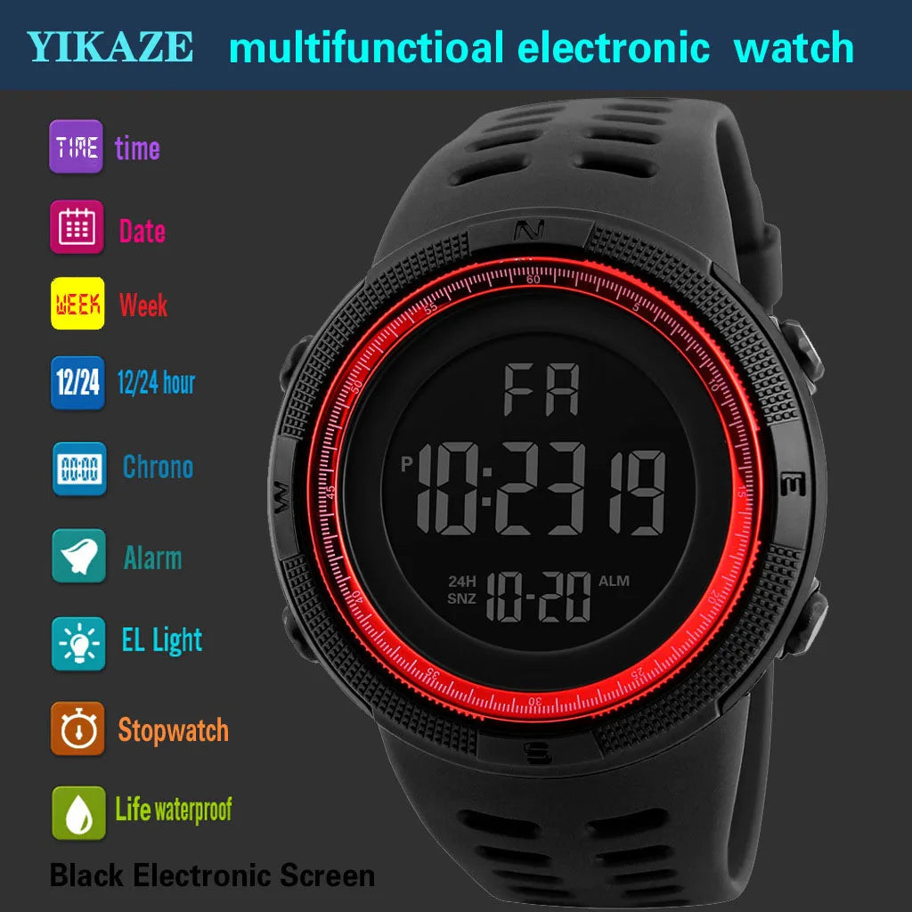 Digital Men Watch Military Sports Wristwatch Multifunction Waterproof Sport Watches Kids Student Electronic Watch for Men Gifts