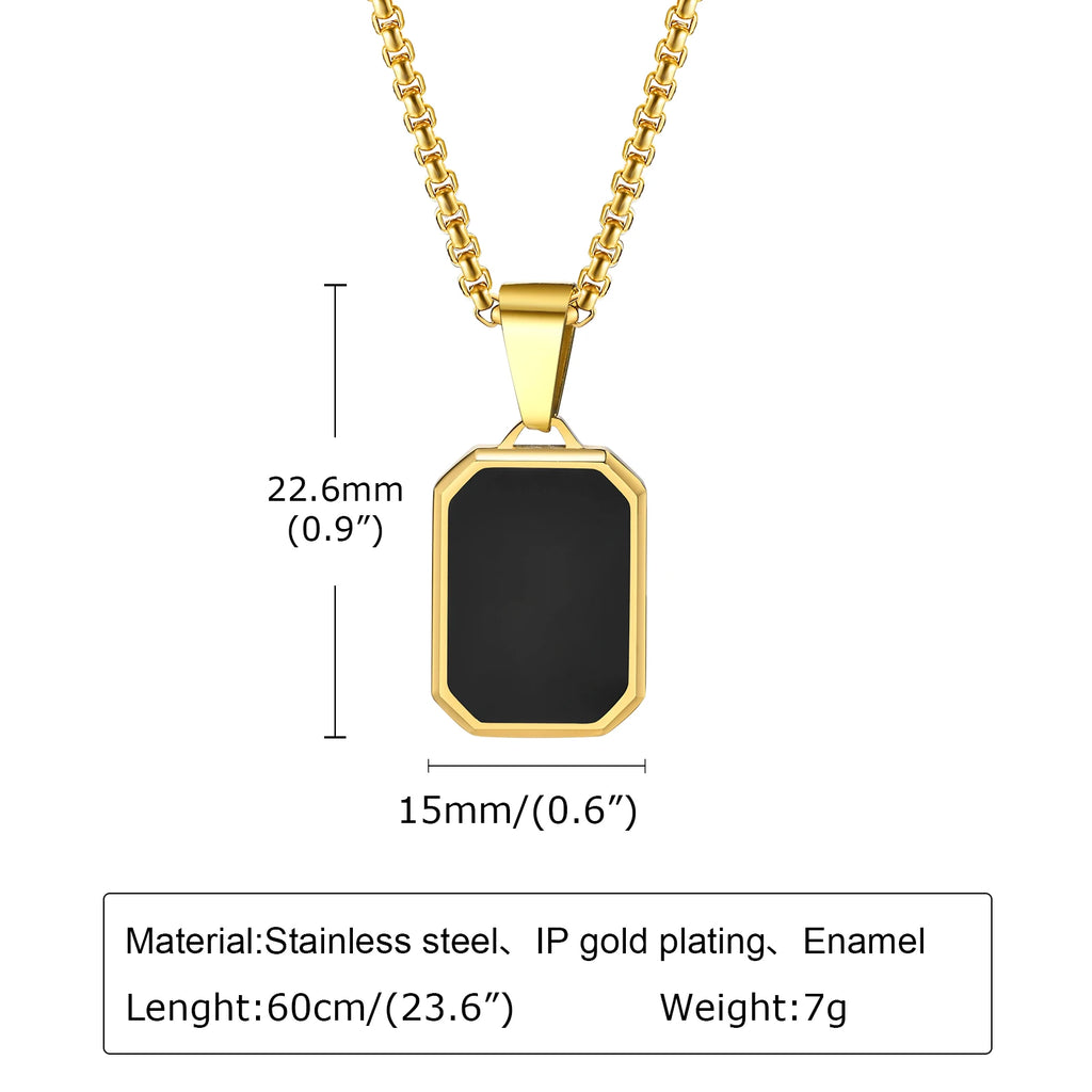 Trendy Pendant Necklaces for Men,Square Natural Stone Stainless Steel Necklaces,Hip Hop Healing Jewelry Gifts for Husband Dad