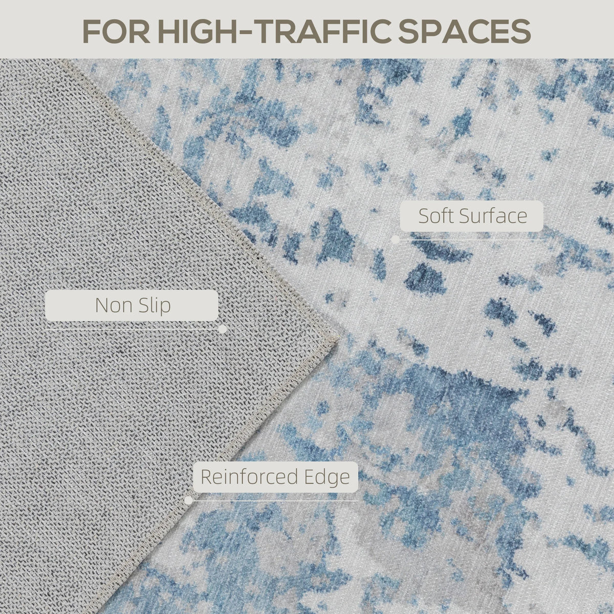 Area Rug 5x7, Machine Washable Rug, Non-Slip Modern Abstract Floor Cover Foldable Carpet, Blue