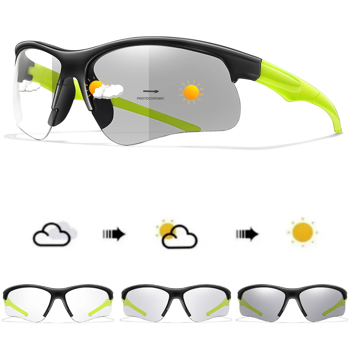 Trendy Style Photochromic Sunglasses For Men Women Outdoor Mtb Bicycle Cycling Runnging Eyewear Sports Bike Windproof Goggles