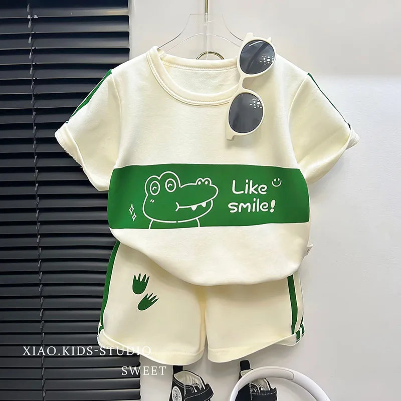 Children's Sets Mother Kids Clothes Boys Girl T-shirt Shorts 2PCS Short Sleeve Baby Children Clothing Toddler Suit Suit Striped