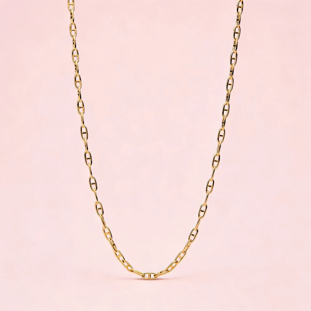 S925 Sterling Silver Necklace 18K Gold Plated Link Chain Necklace Fashion Minimalist Jewelry for Women Daily Party Gift