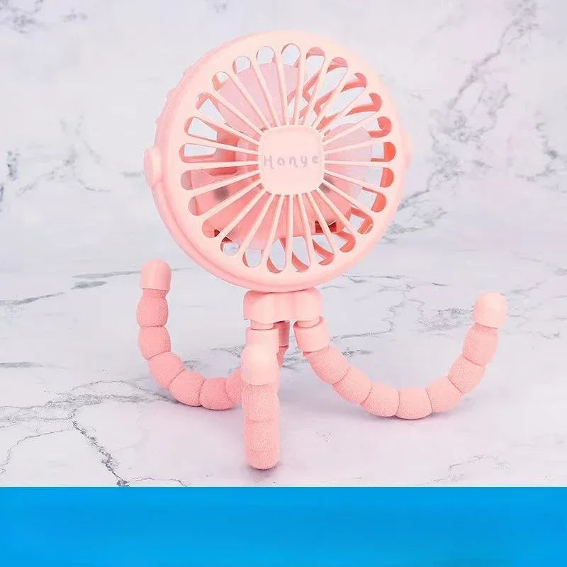 Baby Stroller Fan With Clip, Octopus Shapoed Funny Fan With Flexible Tripod Wrapped, USB Rechargeable Portable Fan for Car Seat