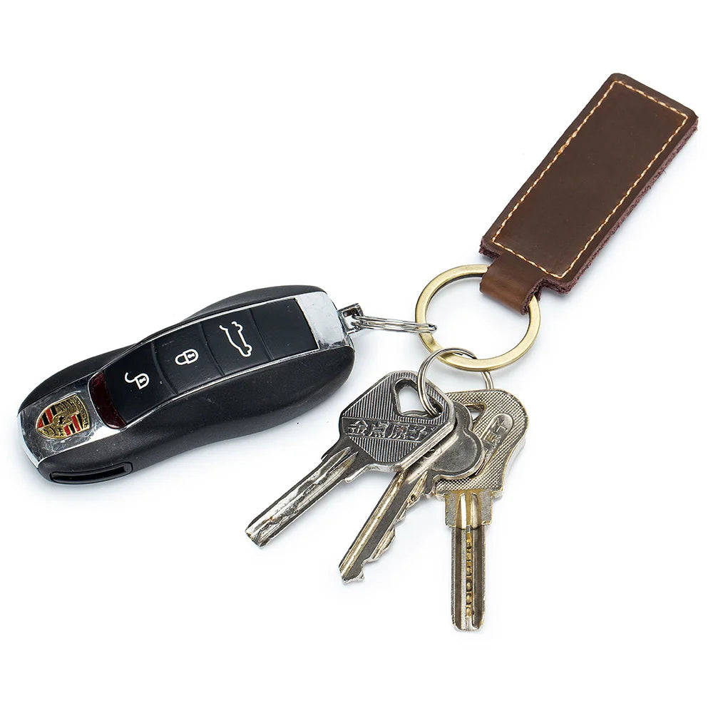 Free Customized Fashion Women Genuine Leather Keychain Vintage Creative Pendant Handmade Small Gift DIY Present Car Key Chain
