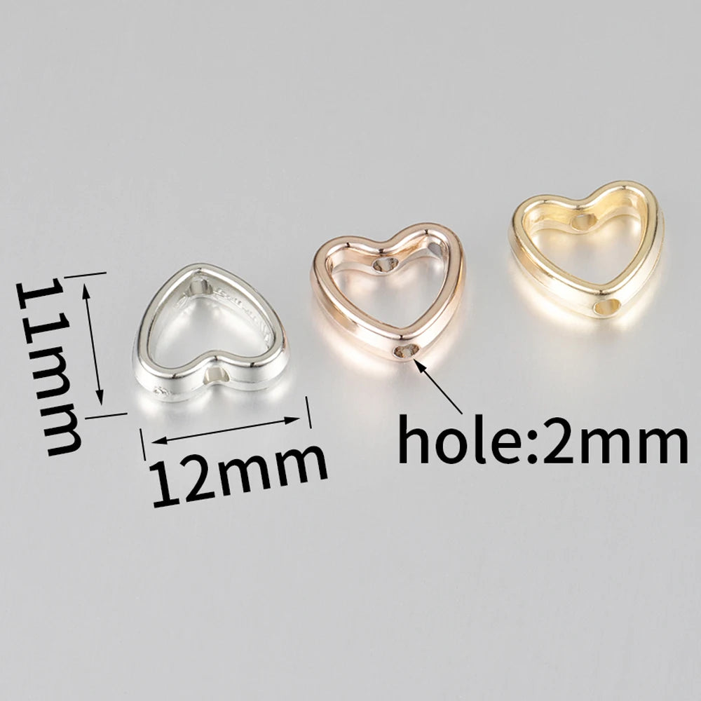 50pcs Heart Frame Wrapped Bead Double Stright Hole Spacers Loose Beads  for Jewelry Making DIY Findings