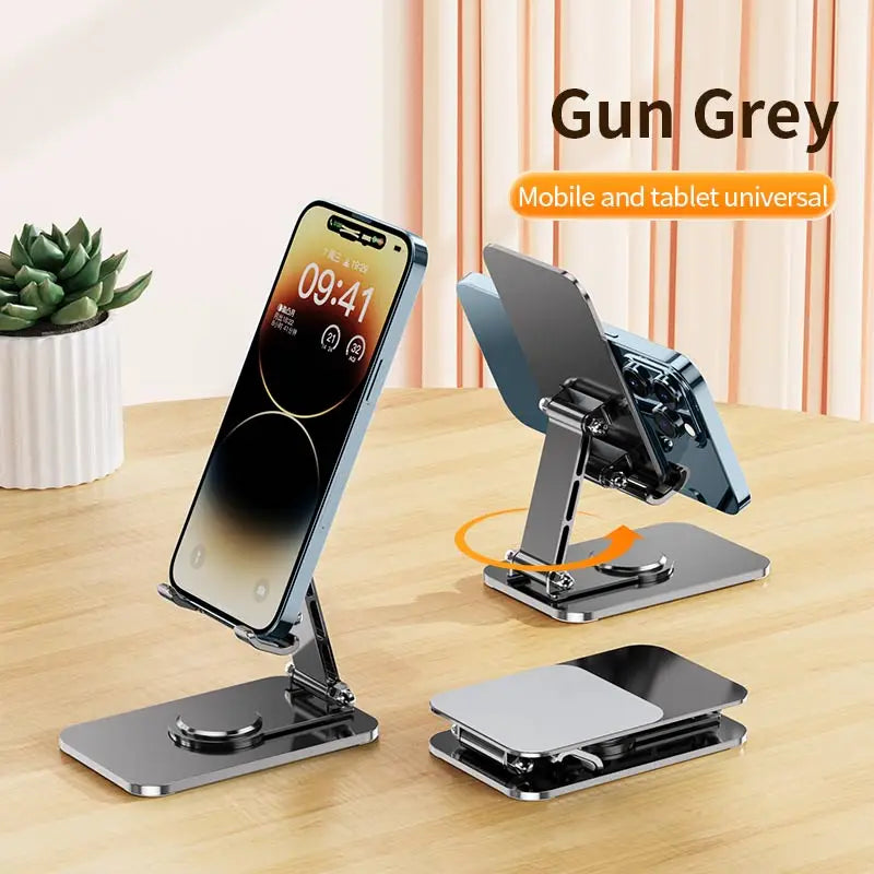 Universal Aluminum Alloy Foldable Desk Phone Holder Mount Stand For iPhone 15 14 Mobile Phone Holder Tablet Desktop Metal Holder
