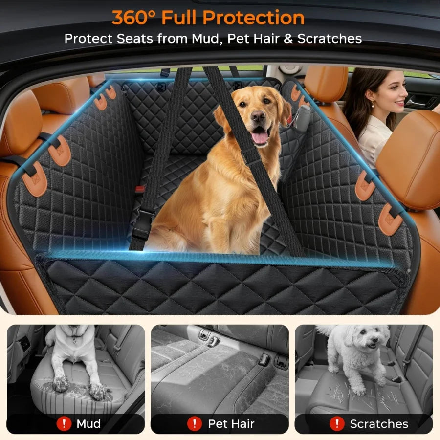YVDKL pet dog car seat cover, 100% waterproof, hammock style design, 600D high-strength scratch resistant anti slip durable soft backrest, suitable for cars and SUVs