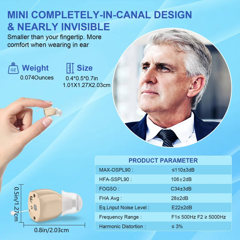 Rechargeable Hearing Aid For The Elderly With Noise Reduction Function, Digital Display, No Whistling Magnetic Hearing Aids, CIC