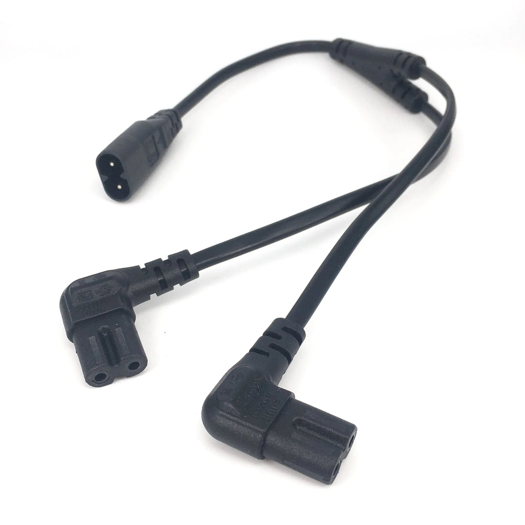1PC IEC 320 C8 2Pin Male to 2 x C7 Female Y Split Power Cable About 28CM IEC 320 C7 to C8 extension cords C8 male to C7 female