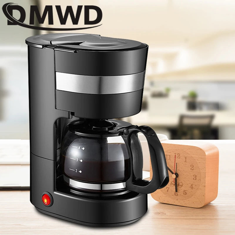 DMWD Automatic Electric Latte Espresso Coffee Maker Mini 650ml Moka Drip Cafe American Coffee Brewing Machine Tea Pot Boiler EU