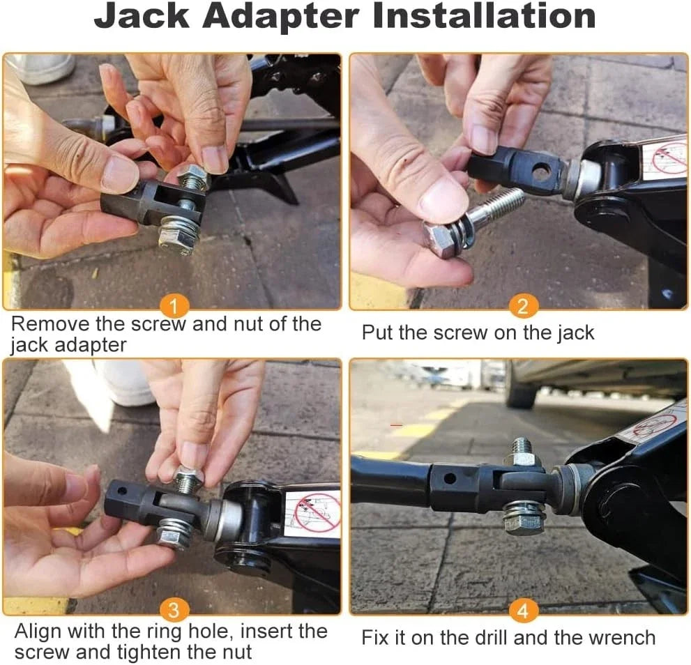 1/2 Inch Scissor Jack Adapter Chrome Vanadium Steel Ratchet Socket Wrench Auto Truck Tire Replacement Tool