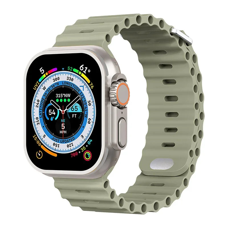 Ocean Strap For Apple Watch Ultra 3/2 Band 49mm 11 10 9 8 7 46mm 45mm 41mm Silicone Bracelet Belt iWatch 6 5 4 SE 44mm 42mm band