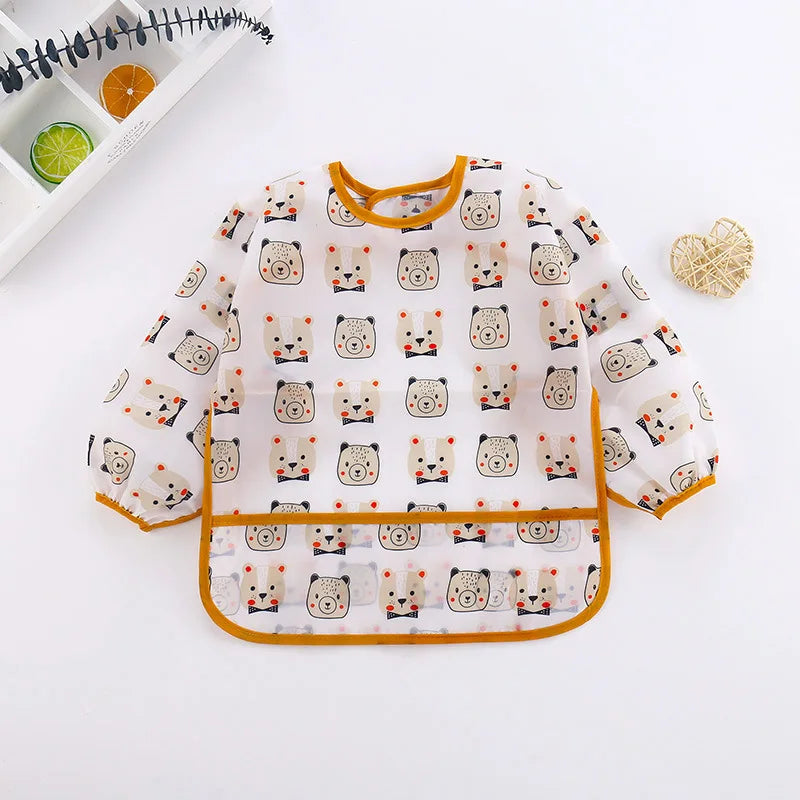Waterproof Full Sleeve Baby Bibs Children Apron Long Sleeve Feeding Smock Kids Eating Breastplate Infant Scarf Clothing