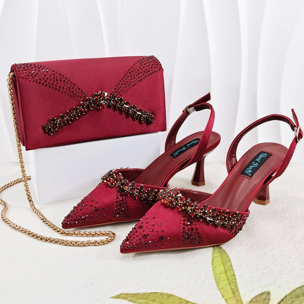 Italian Design Slip-on High Heels and Matching Three-Dimensional Bag Nigeria Party Pointed Shoes with Bag or a Pair of Shoes