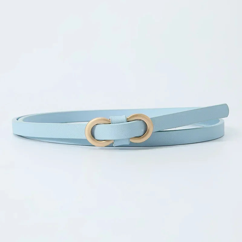 Metal Buckle PU Leather Knotted Belt Long Thin Adjustable Waist Belts Women Female Dress Coat Suit Decoration Straps