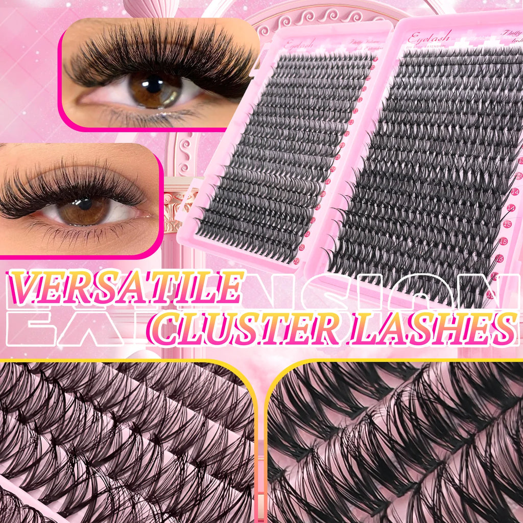 740/200pcs of Eyelash Extension Kit Mix of 30D 40D Lash Clusters Ranging from 9 to 16Mm Suitable for Beginners to Use at Home