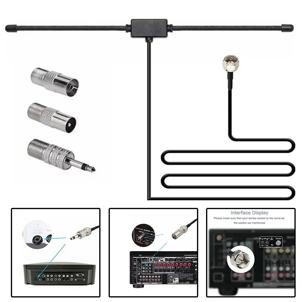 Fm Dipole Antenna for Stereo Receiver 75ω Car Fm Tv Radio Station F Female to Tv3.5 Mono Fm Antenna A1m1