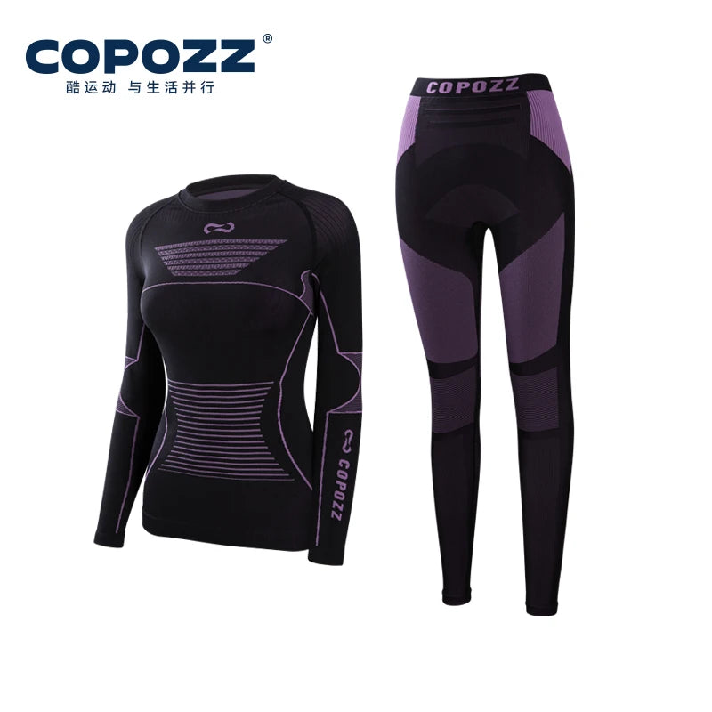 COPOZZ Men Women Ski Thermal Underwear Sets Sports Quick Dry Tracksuit Fitness Workout Exercise Tight Shirts Jackets Sport Suits