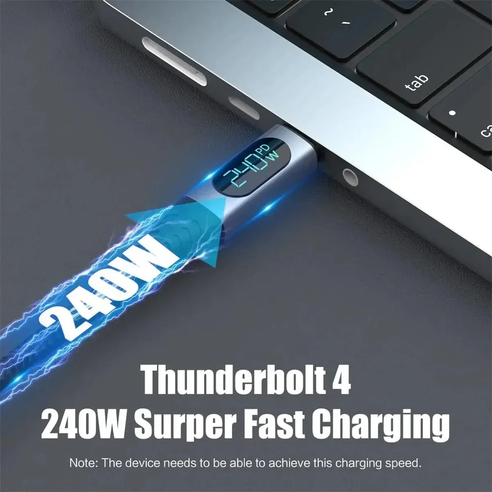 1M USB 4 Cable with LED Display Supports 8K Video 40Gbps 240W USB C Charging Cable For lPhone 15 MacBook Docking Stations