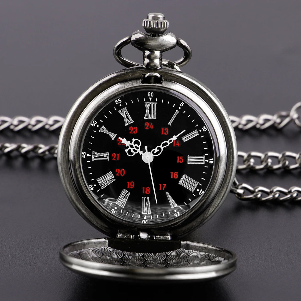 Fashion 37CM Fob Chain Smooth steel Quartz Pocket Watch Vintage Roman Nmber Dial Pendant Fob Watch Gifts Clock reloj de bolsillo