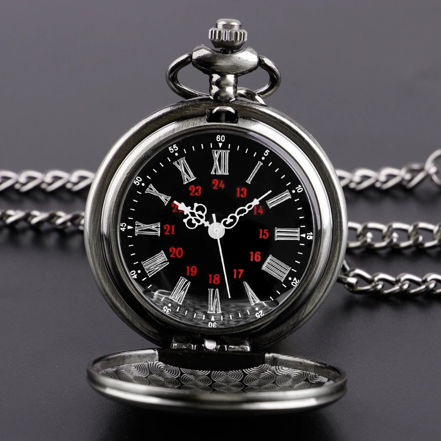 Fashion 37CM Fob Chain Smooth steel Quartz Pocket Watch Vintage Roman Nmber Dial Pendant Fob Watch Gifts Clock reloj de bolsillo