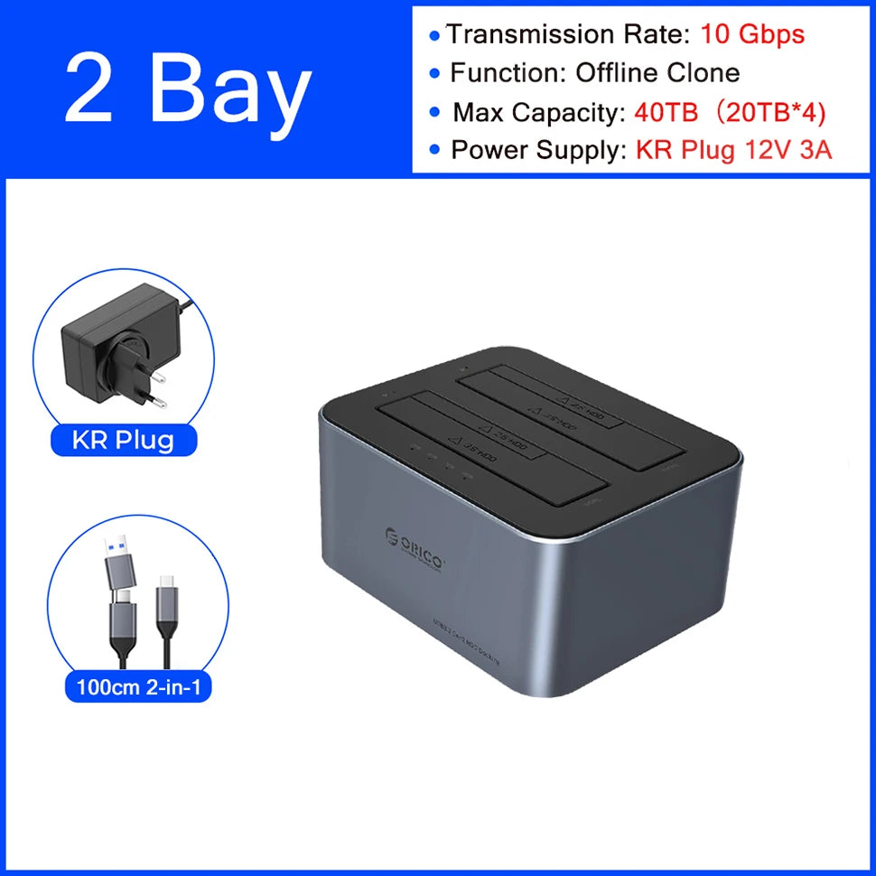 ORICO Hard Drive Docking Station Offline Clone SATA HDD Enclosure for 2.5/3.5 inch SATA SSD/HDD Dock USB C 3.2 Gen 1 Duplicator
