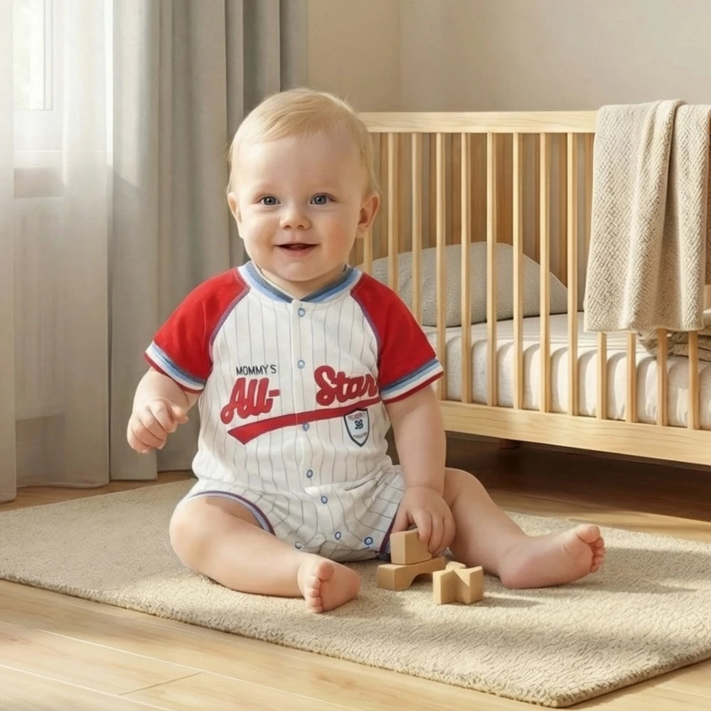 Summer Comfortable Baby Boy Jumpsuits 0 to 18 Months Rompers Boys Clothes Cotton Short Sleeve Bodysuit Sports Onesie Overalls