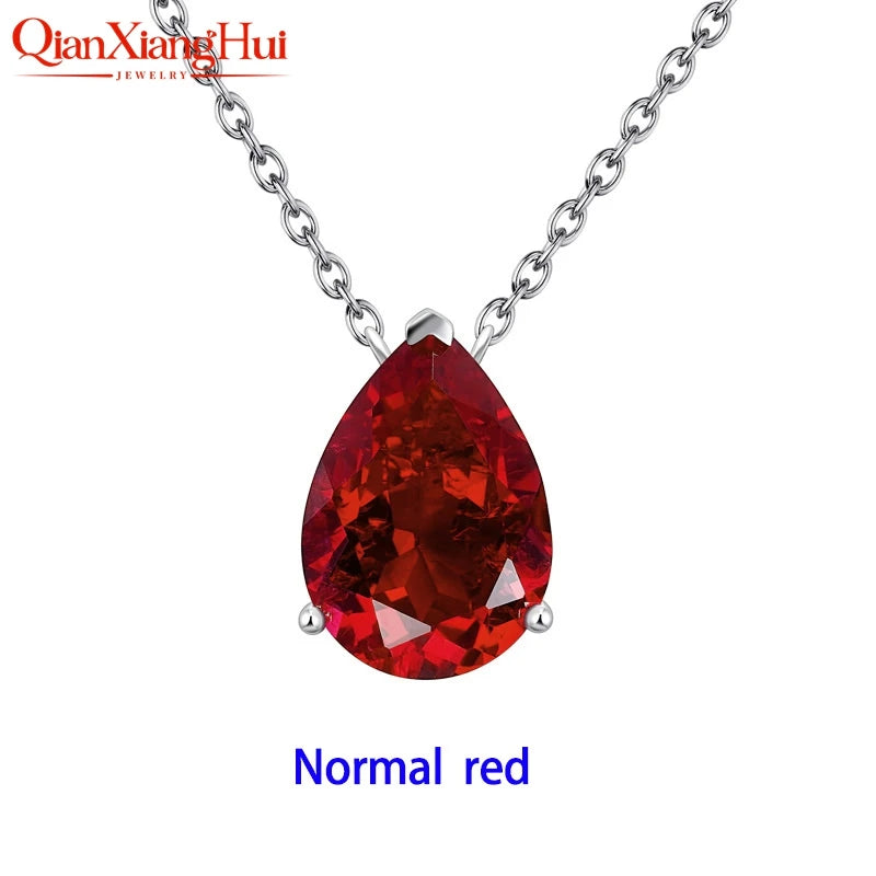 925 Silver Pear Shape 7ct 10x14mm Royal Blue/Cornflower Blue Lab Grown Created Sapphire Inclusions Stone Jewelry Pendant Necklac