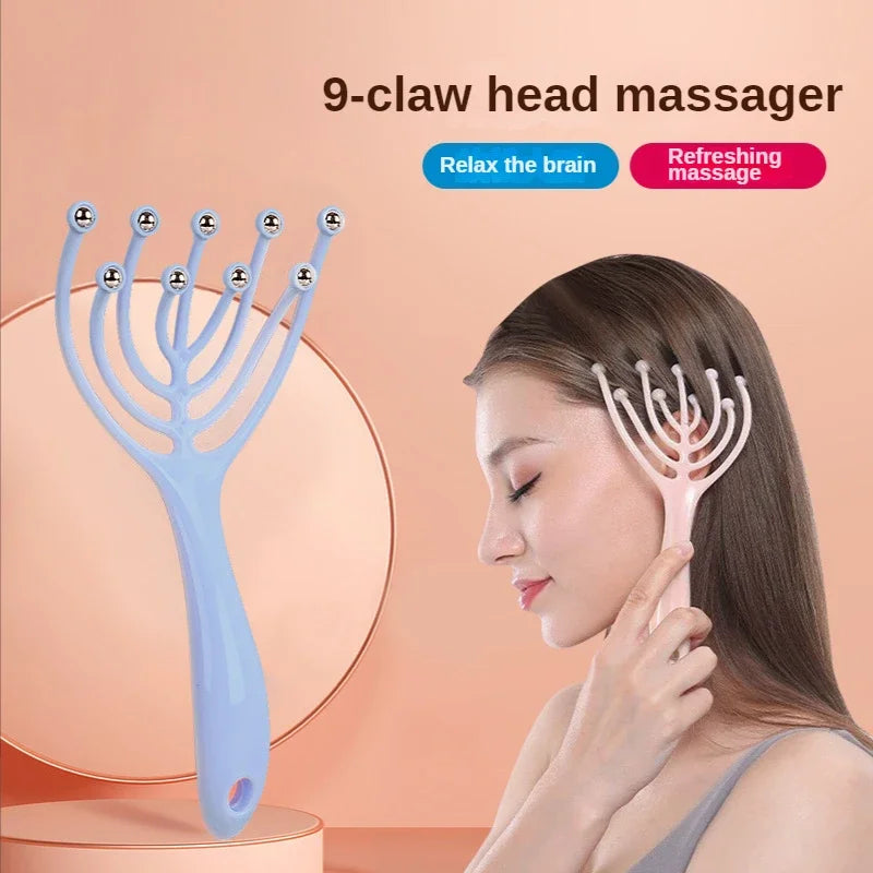 9 Claw Head Massager Scalp Relaxation Roller Ball Soul Extractor Hair Comb Stress Relief