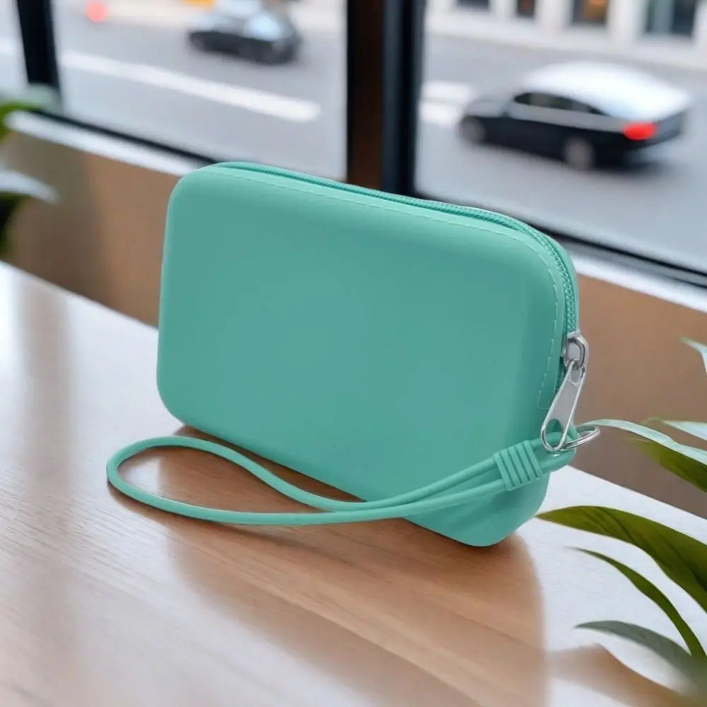 Solid Color Cosmetic Bag Portable Rectangle Silicone High Capacity Coin Purse Headphone bag Small Item Bag Stationery bag Women