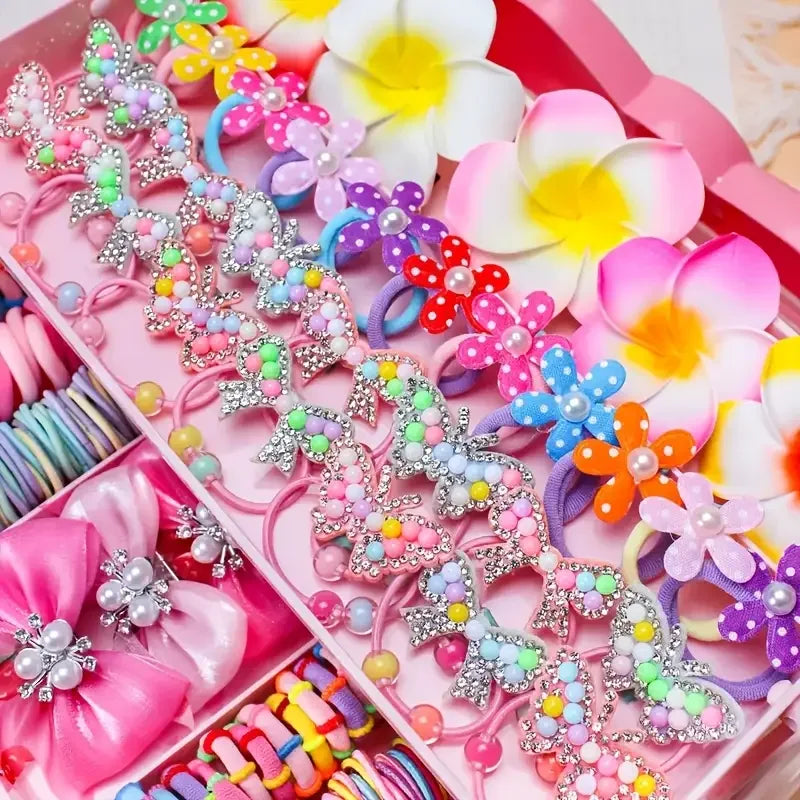 500/551 Pieces of a Pink-Themed Valentine’s Day Girl’s Hair Accessory Set. Suitable for Festive Occasions.
