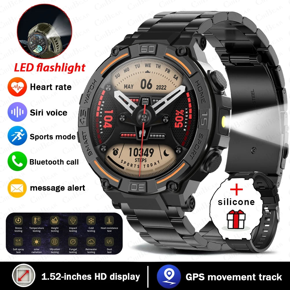2026 New Military Outdoor SmartWatch Men Bluetooth Call Waterproof Health Monitor Sports Run tracker Smartwatch For Android iOS