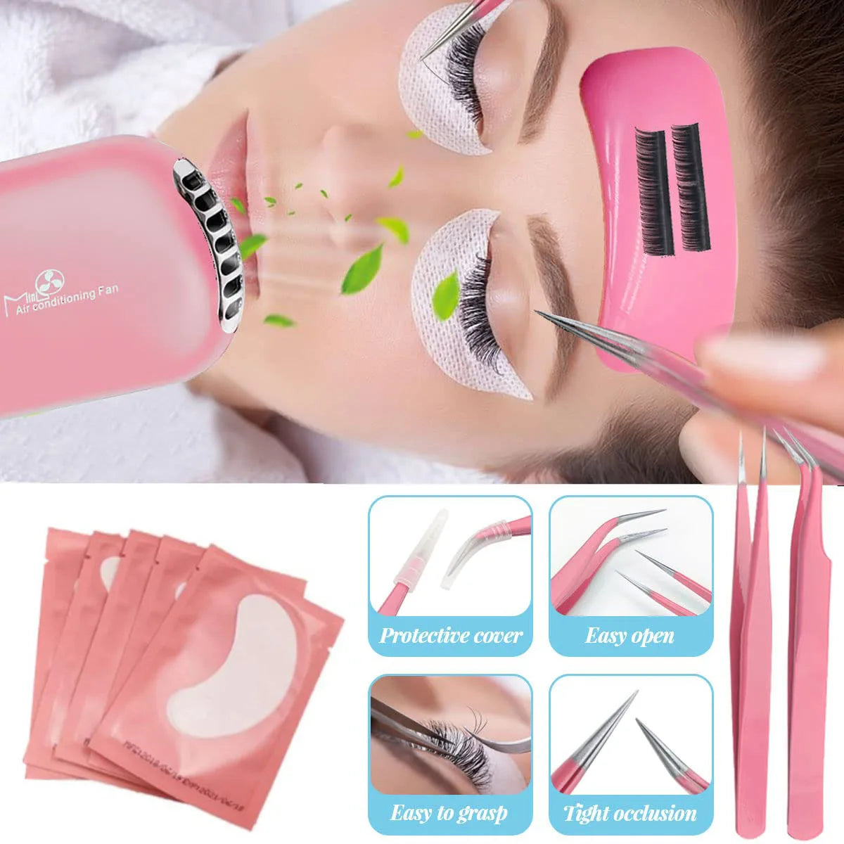 276-piece Complete Eyelash Extension Kit: Professional Human Model Head Training for Beginners, Eyelash Extension Practice