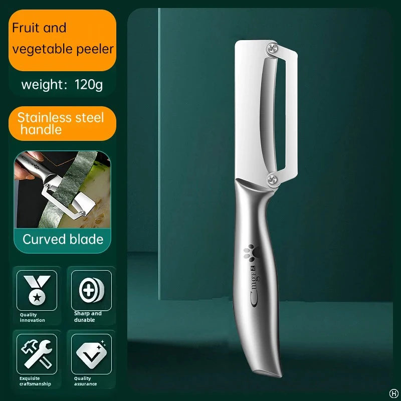 1pcs Stainless steel peeler with wooden handle for peeling and slicing fruits and vegetables | Durable and smooth operation