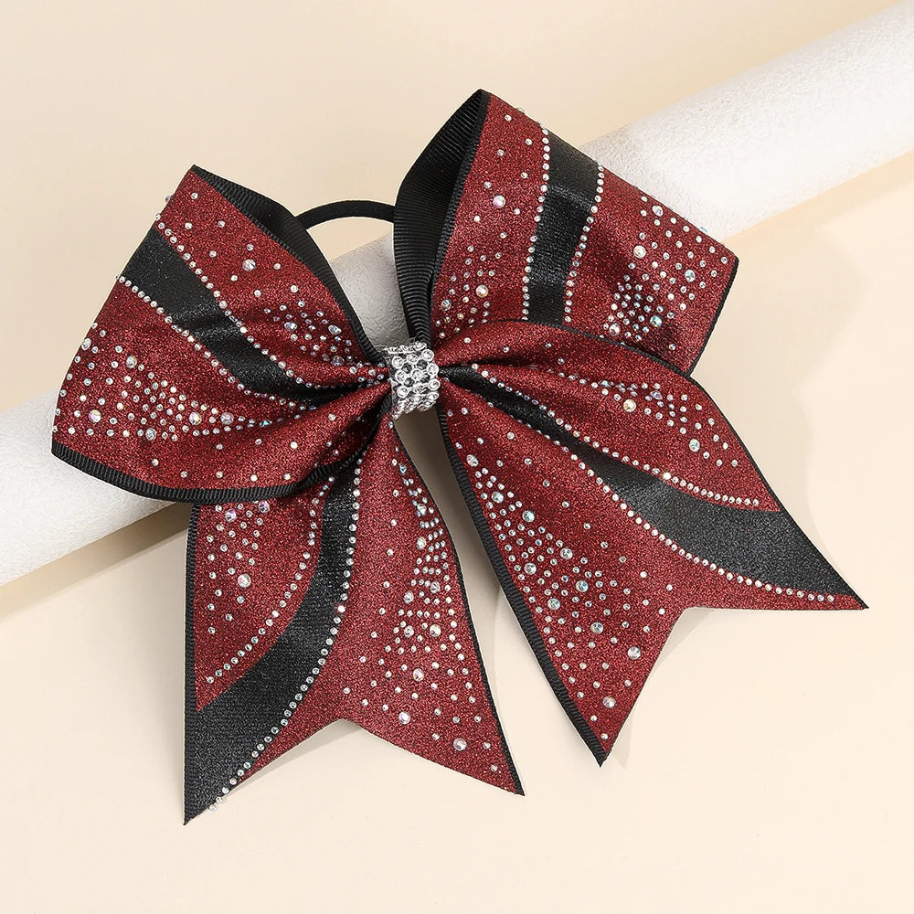 Glitter Rhinestone Large Bow Hair Band For Girls Women Sweet Shiny Crystal Rubber Bands Hair Elastics Daily Party Accessories