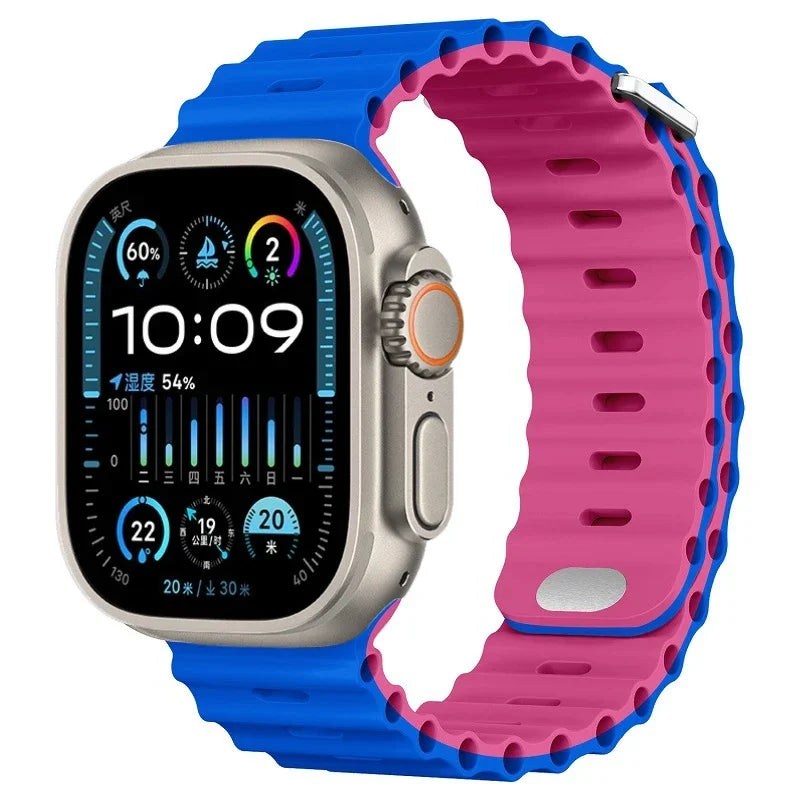 Ocean Silicone Strap For Apple Watch UItra 3 1 2 49mm 10 9 8 7 11 46mm 42mm 45mm 41mm Bracelet Wristband iWatch 6 5 4 SE3 44mm