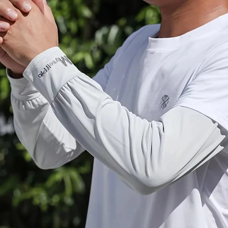 1 Pair Mens Ice Arm Sleeves Sunscreen Elastic Driving Gloves Outdoor UV Protection Arm Cover Sleeves Lightweight Cool Muff 2026
