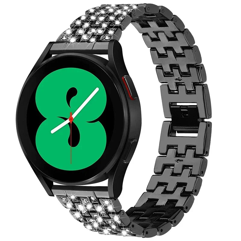 Luxury Full Diamond 5 Row Steel Band 20mm 22mm for Galaxy Watch 6 5 4 Classic Active 2 Gear S3 Huawei GT Amazfit GTR GTS Bip Men