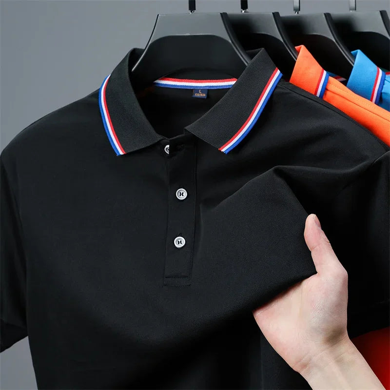 2026 New Men's Casual Solid Color Short Sleeved Polo Shirt Summer Fashionable and Comfortable Versatile Top