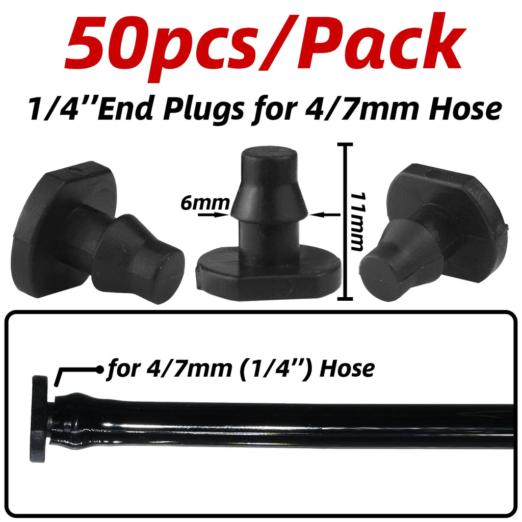1-50pcs 4/7mm Barbed Connector Irrigation Fitting Drip Irrigation Connector 1/4'' Tubing Hose Fitting for Flower Pot Garden Lawn