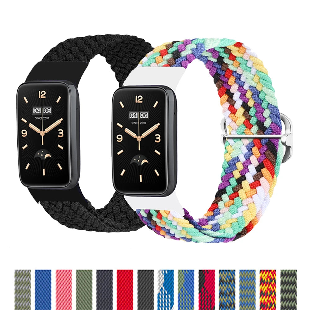 Nylon Strap For Xiaomi Mi Band 10 7 9 8 Pro Elastic adjustable Braided solo loop Replacement Bracelet Correa Redmi watch 4 5 6