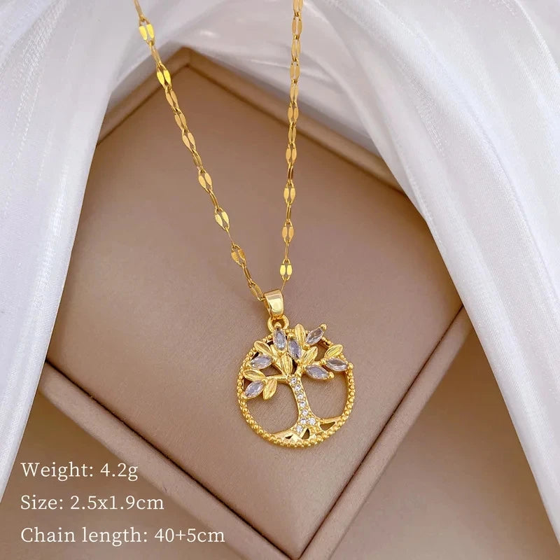 Fashionable Luxury Micro-Set Zircon Copper Pendant Necklace for Women Stylish Personality Versatile Stainless Steel Choker Jewel