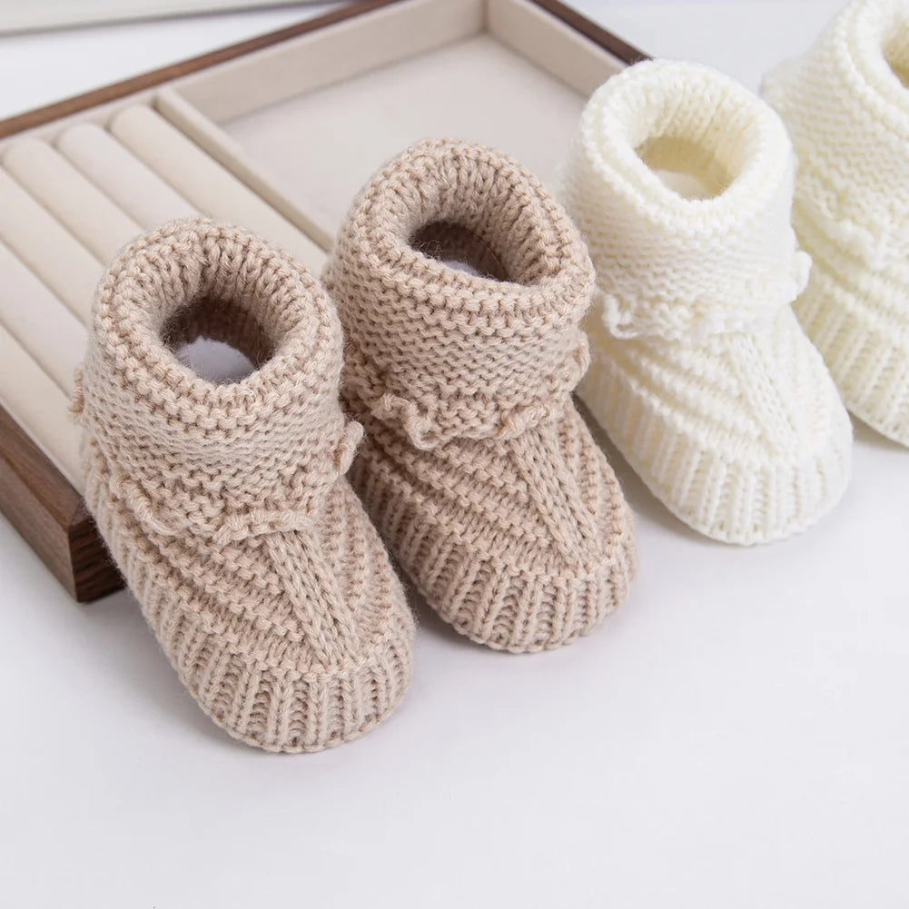 2Pcs/Pair Baby Knit Socks 0-12M Solid Cochet  Walking Socks Ins Cream Solid Color Short Socks  for Infant Boys Girls Clothing